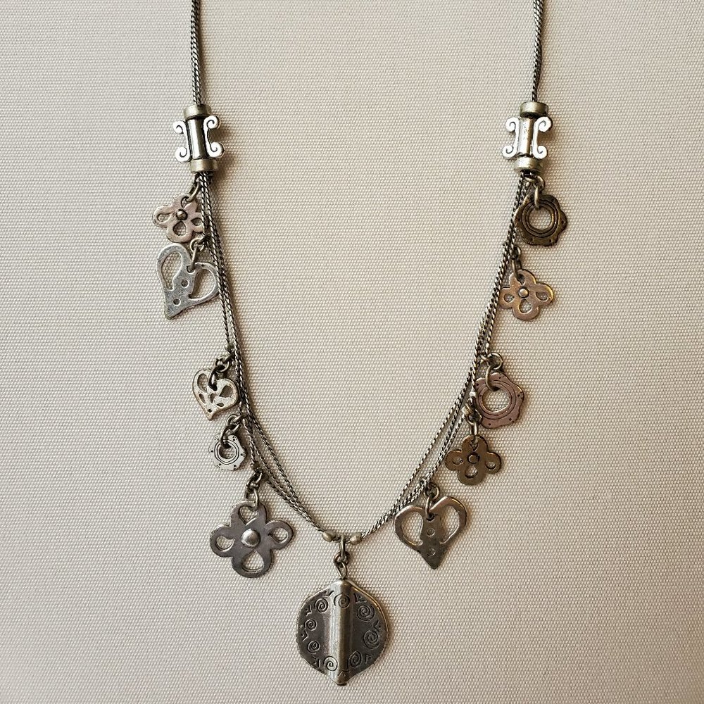 Multi-strain Charm Necklace Silver Finish